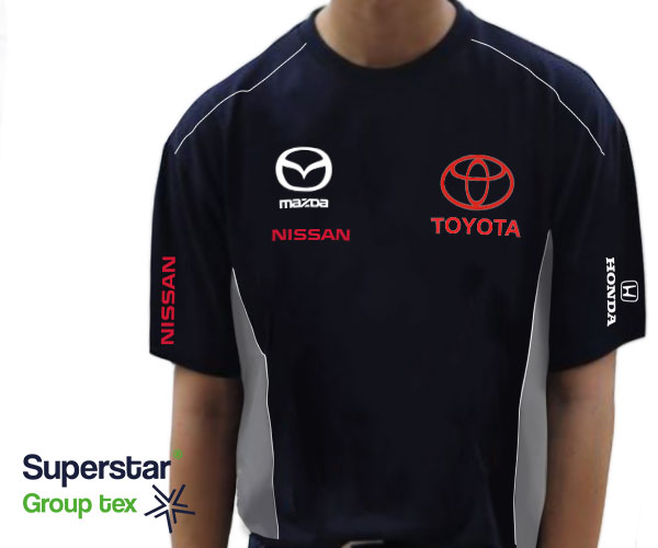 camiseta con marcas de carros para ropa de trabajo y uniformes, diferenciate de la competencia